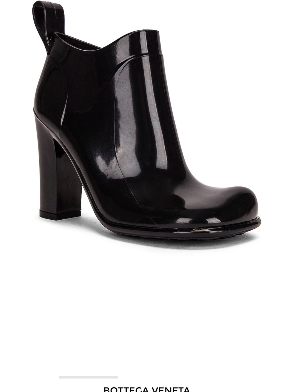 Bottega Veneta Black Patent High-Heel Ankle Rubber Boots 40